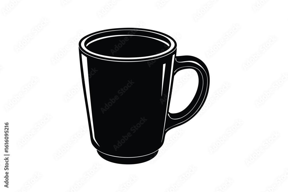 Vector art of a black mug with a handle isolated a illustration Vector art of a black mug with a handle isolated a illustration