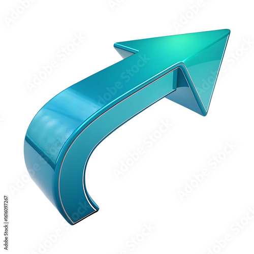 Shiny blue arrow pointing up and to the right isolated on transparent background