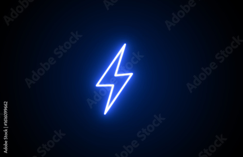 Neon Energy icon on black background. Neon lighting flash icon. Battery charging power icon. Glowing neon Charging flashlight icon on black background. Neon glowing Energy, electricity, power icon