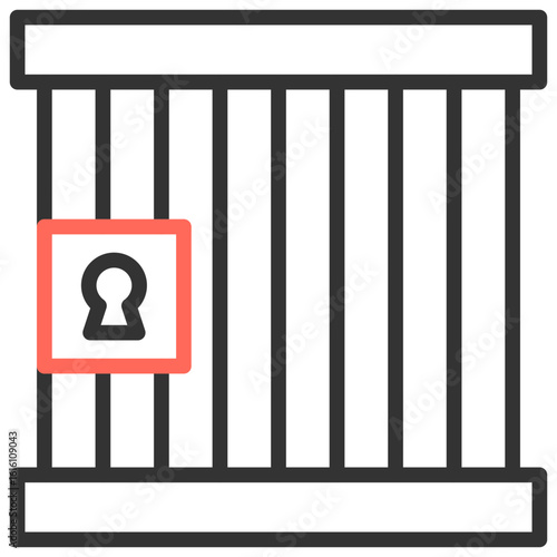 The icon of iron bars is the universal and most direct symbol of prison, confinement, or detention, carrying the idea of restriction of freedom, isolation, and punishment.