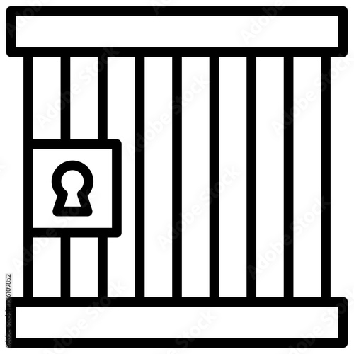 The icon of iron bars is the universal and most direct symbol of prison, confinement, or detention, carrying the idea of restriction of freedom, isolation, and punishment.
