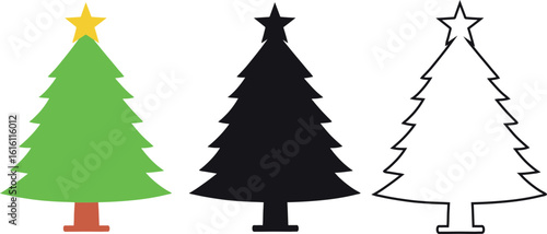 set of christmas trees