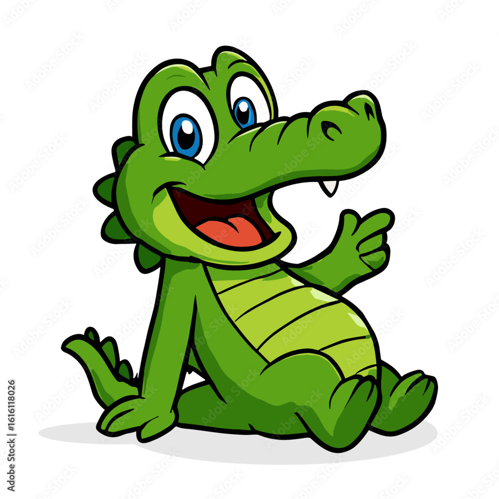 Obraz premium crocodile cute cartoon laughing alligator mascot illustrations