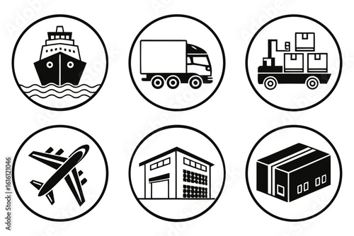 Set of Icons Representing Shipping and Logistics Services.