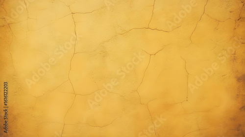 Cracked Mustard Yellow Plaster Wall Texture Background