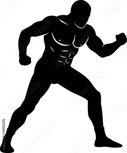 Muscular Man Flexing Biceps Silhouette