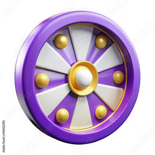 Purple wheel gold spheres isolated on a transparent background