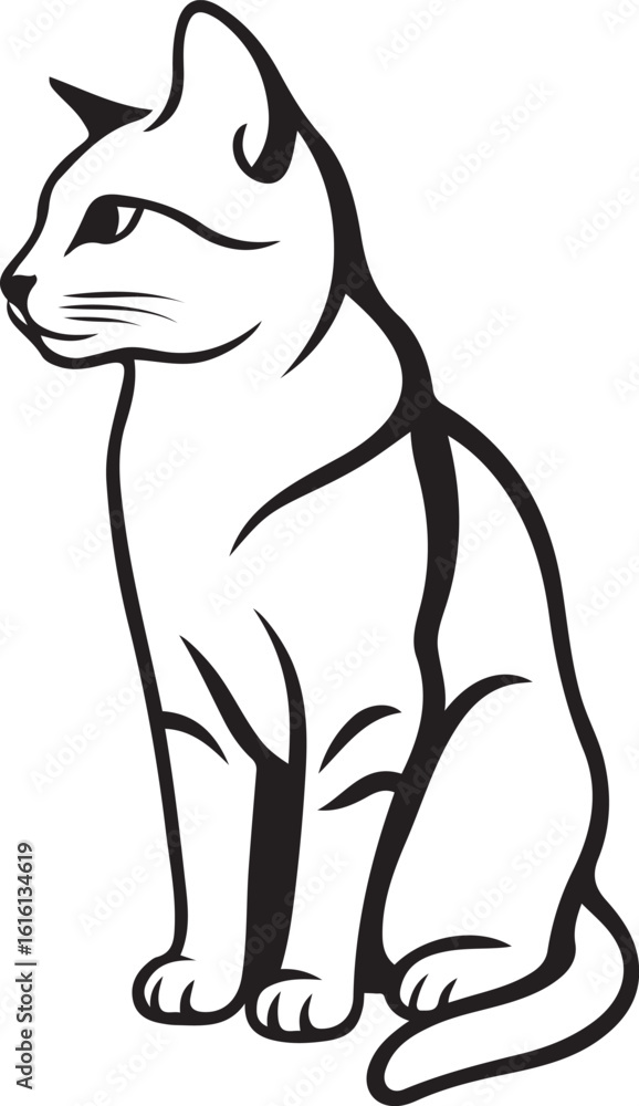 Fototapeta premium Cat silhouette profile sitting view vector, Black cat graphic on white background