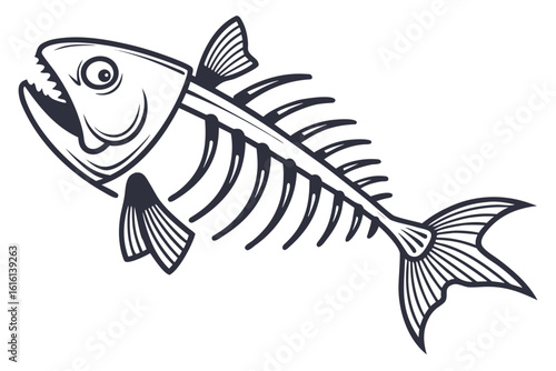 Stylized Fish Skeleton with Sharp Teeth.