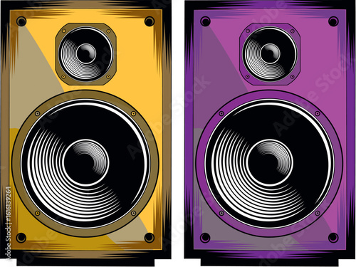 Detailed Vintage Speaker with Concentric Acoustic Design
