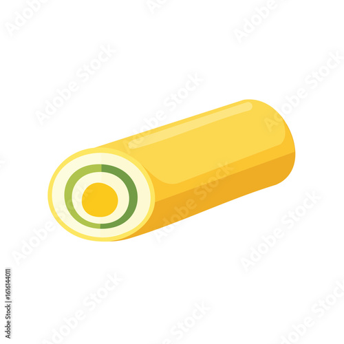 A delicious swiss roll with a vibrant, layered interior, ready to be enjoyed. The dessert is fresh and inviting, perfect for a sweet treat or indulgence