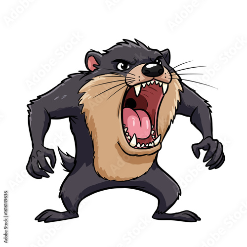 Angry Roaring Tasmanian Devil Cartoon Character Illustration Isolated on White Background