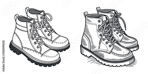 Vector art of two pairs of boots illustration