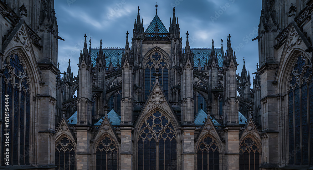 Photograph a majestic Gothic cathedral in Europe, emphasizing pointed arches, flying buttresses, stained glass, and detailed stonework. Shoot during blue hour or golden light for dramatic effect.
Photograph a majestic Gothic cathedral in Europe, emphasizing pointed arches, flying buttresses, stained glass, and detailed stonework. Shoot during blue hour or golden light for dramatic effect.