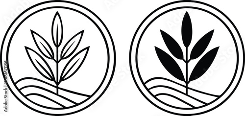 Modal Fabric Icons. Black and White Vector Icons. Eucalyptus Tree Branch. Viscose. Environmentally Friendly and Natural Quality Material. Tag, Label for Clothing
