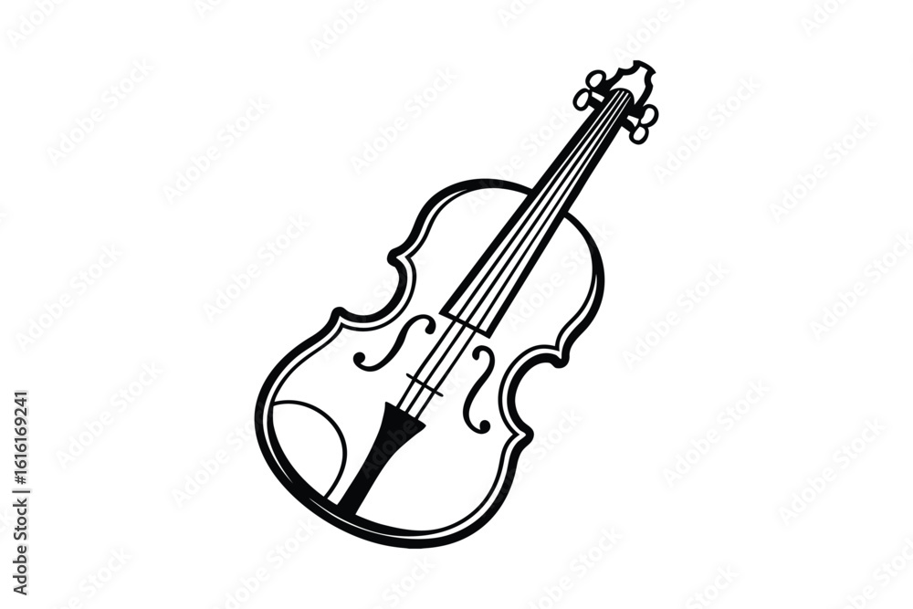 Obraz premium Elegant Violin Illustration with Detailed Outlines and Smooth Curves Perfect for Musical Projects and Artistic Designs a Silhouette detailed violin illustration silhouette