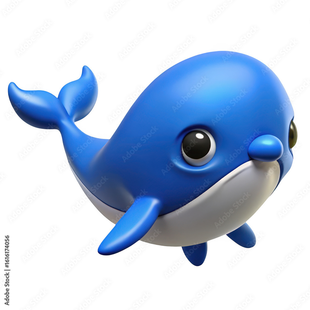 Obraz premium 3d cute blue dolphin character isolated on transparent background