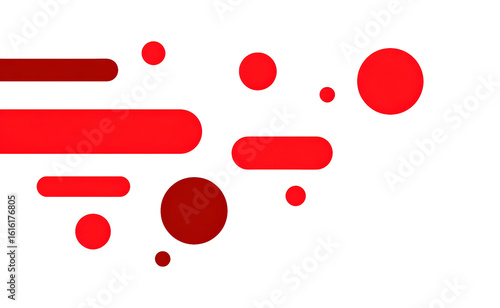Abstract red circles and lines on transparent background, PNG