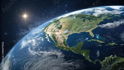 Earth from space showing north america and the caribbean islands