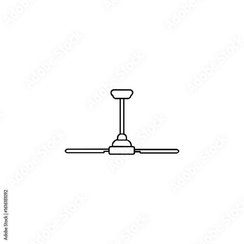 This clean line drawing depicts a ceiling fan.