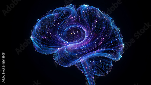 Photo of an abstract digital brain with neural network for artificial intelligence