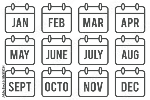 Calendar icon set. calendar planner icons for app, website, ui. reminder organizer event signs. business plan schedule. Reminder organizer event signs, Business plan schedule. calendar liner stroke. 