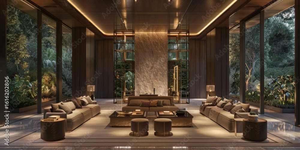 Fototapeta premium Elegant Tranquil Luxury Apartment Interior Refined Sophisticated Decor