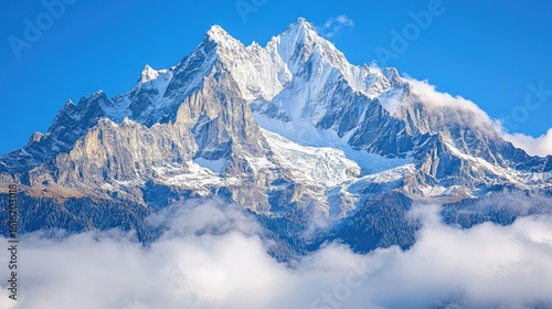 Wallpaper Mural Snowy mountain peak above clouds Torontodigital.ca