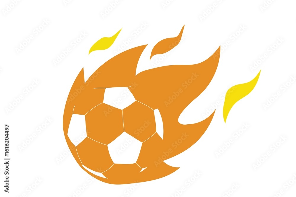 Fotografie Soccer ball in fire flame
