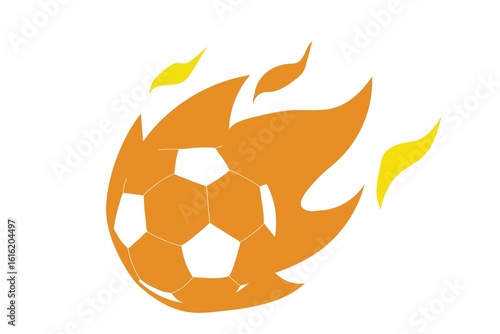 Fotografie Soccer ball in fire flame