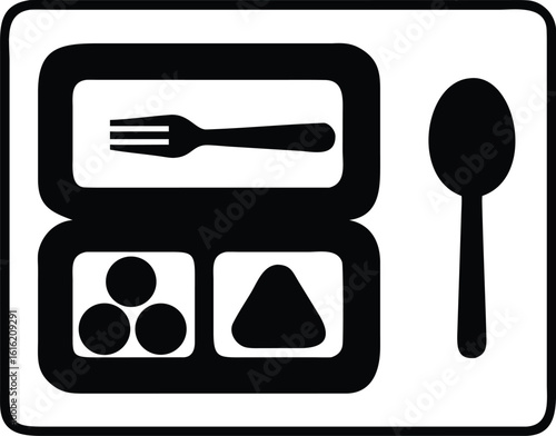 Modern lunch tray icon with spoon fork and food isolated on white background isolated on transparent background