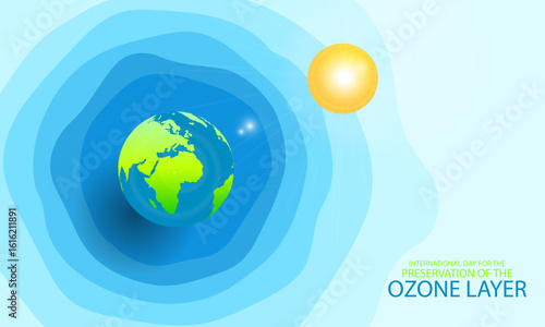 Ozone Layer Preservation International Day sun planet, vector art illustration.
