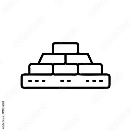 Outline drawing stacked gold bars on bullion precious metal