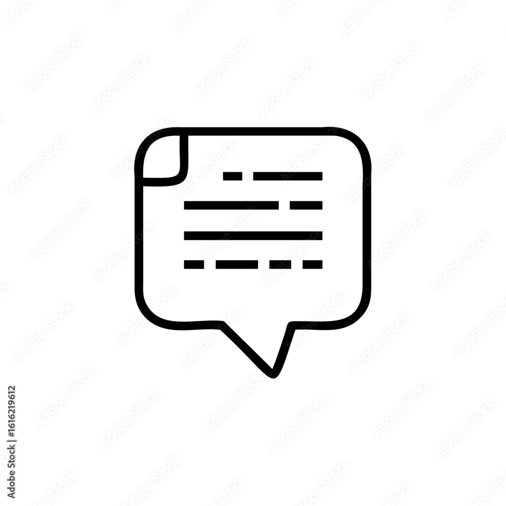 Outline icon a document within a speech bubble vector Outline icon a document within a speech bubble vector