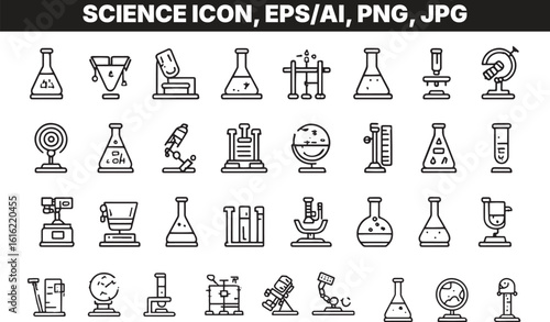 Vector illustration of science icon set on transparent background