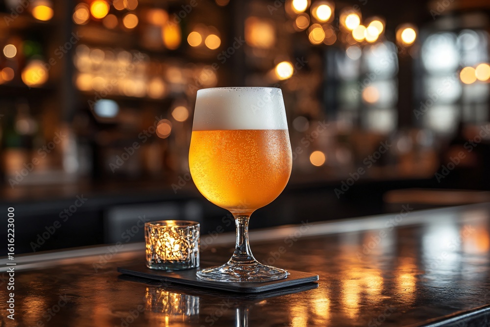 Refreshing Beer in Stylish Pub or Restaurant – Cozy Drinking Atmosphere Refreshing Beer in Stylish Pub or Restaurant – Cozy Drinking Atmosphere