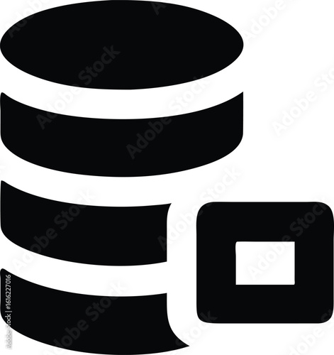 Data storage icon with deletion or removal symbol.