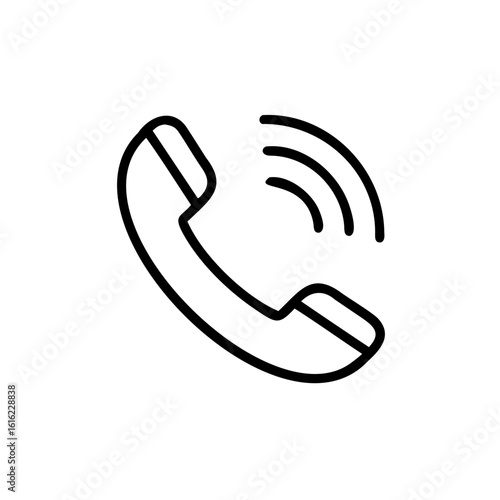 Simple outline icon a ringing telephone handset on call communication