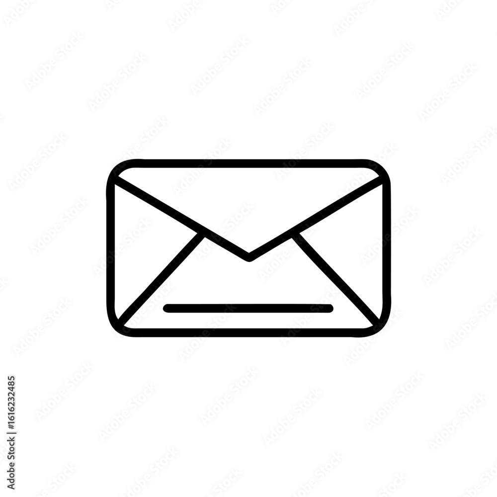 Stylized Outline Icon a Closed Envelope with a Horizontal Line mail letter Stylized Outline Icon a Closed Envelope with a Horizontal Line mail letter