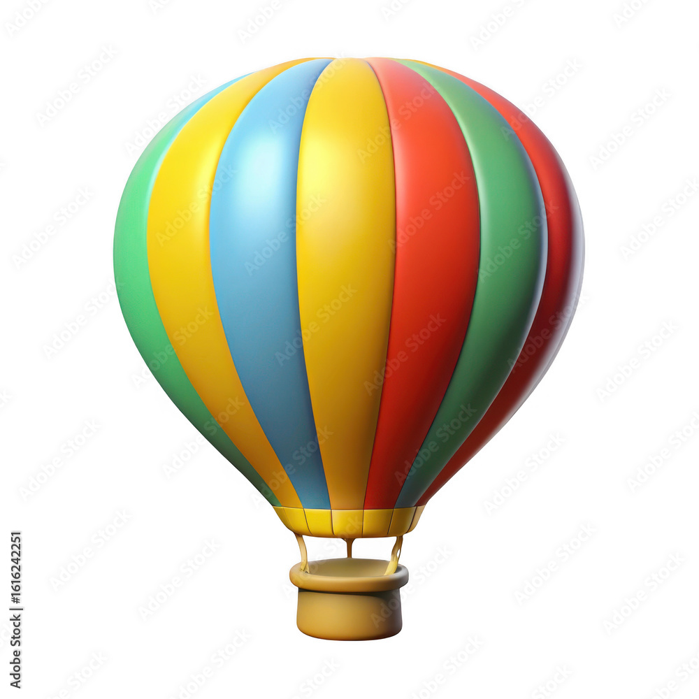 Obraz premium 3d colorful hot air balloon isolated on transparent background