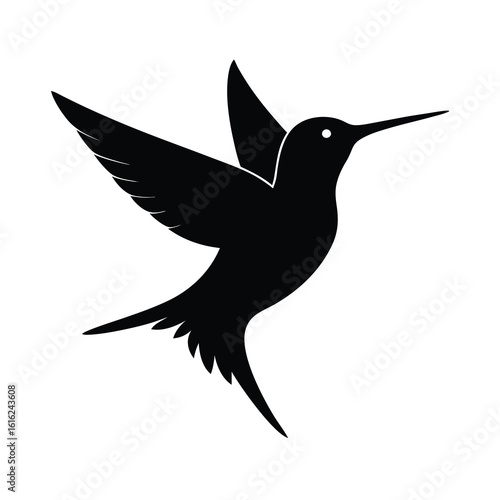 Black silhouette of a hummingbird Vector illustration
