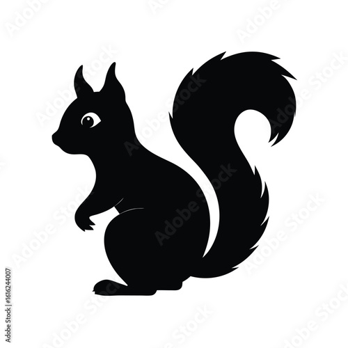 Black silhouette of a squirrel Vector illustration