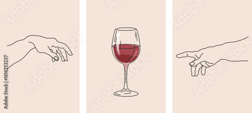 Red Wine Poster Set. Posters. Lineart
