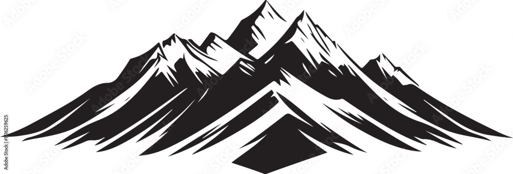 Naklejka premium Jagged peaks black mountain range silhouette mountains