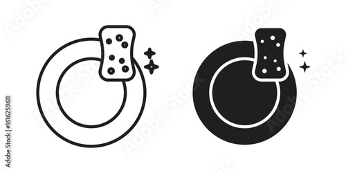 Washing dishes icon design for signs, logo, apps or website