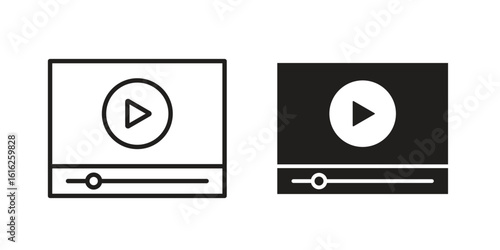 Video tutorial icon design for signs, logo, apps or website