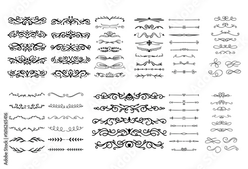 Wallpaper Mural dividers doodle set. Wedding decorative elements. Divider ornament, borders, vintage line separators. Hand drawn vector illustration Torontodigital.ca