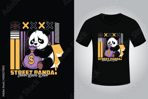 Panda streetwear T shirt design 
