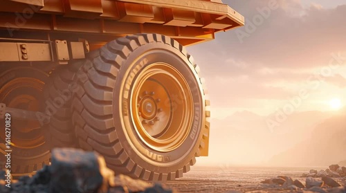 Wheel Dust Kickup, Off‑road dump truck animation off‑road dump truck unloading dump truck cinematic mining scene