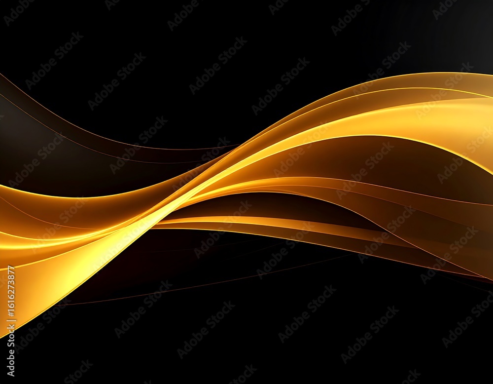 Fototapeta premium Abstract golden waves on black background